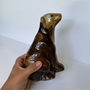 Vintage Patchwork Porcelain Grizzly Bear Sitting
